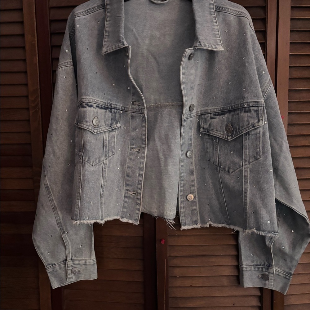 Altar'd State Distressed Blue Denim Jacket